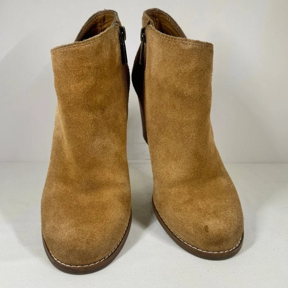 Lucky Brand Yakeena Tan Suede Leather Wedge Booties Size 7M - Picture 10 of 13
